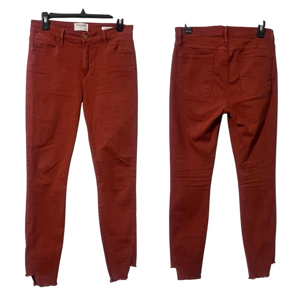 Frame Le High Skinny Jeans Brick Red Orange Size 29 Step Raw Hem